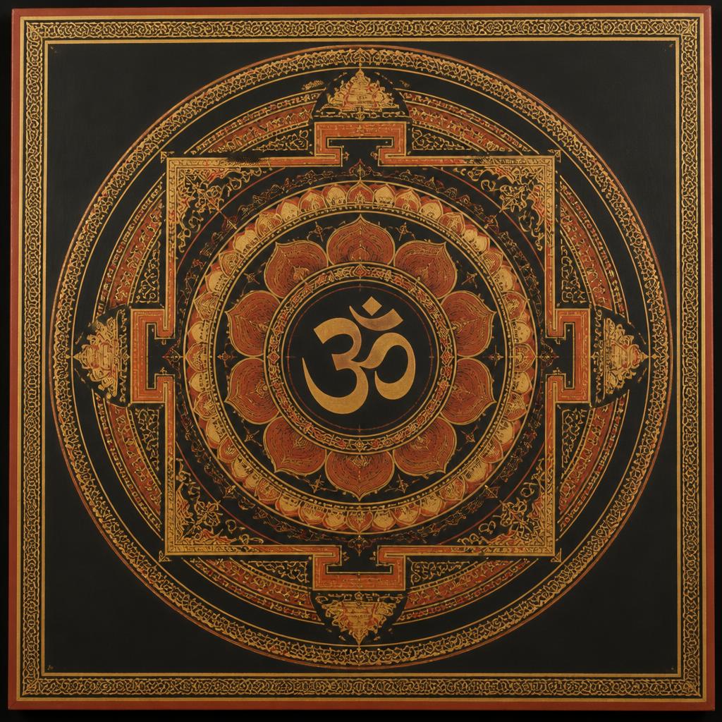 Om Mandala on Black